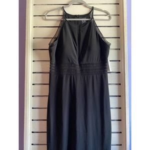 NightWay sleeveless dress black knee length sheer mid drift size 14 tags on